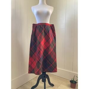 Personal Red and Brown Plaid Midi Skirt